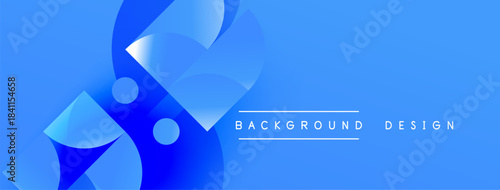 Abstract blue design features flowing shapes, gradients. Modern aesthetic suitable for banners, backgrounds, presentations. Simple, clean composition.