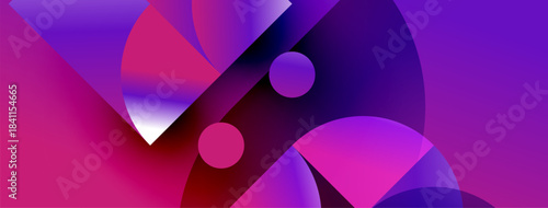 Abstract composition featuring vibrant pinks, purples, blues. Overlapping shapes create dynamic visual interest, smooth gradients present depth.