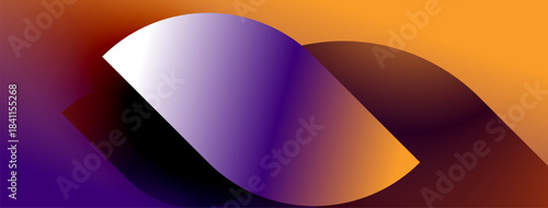 Abstract gradient design. Purple, orange hues blend smoothly. Curved shapes create dynamic visual effect. Modern, minimalist aesthetic.