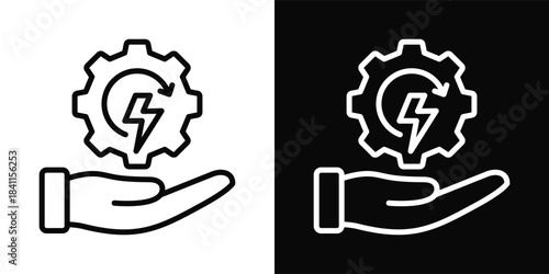Energy Efficiency Icon White And Black Background Style