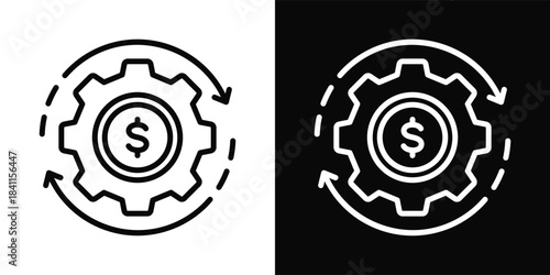 Circular Economy Icon White And Black Background Style