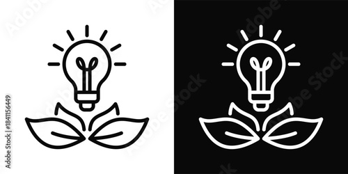 Eco Conscious Icon White And Black Background Style