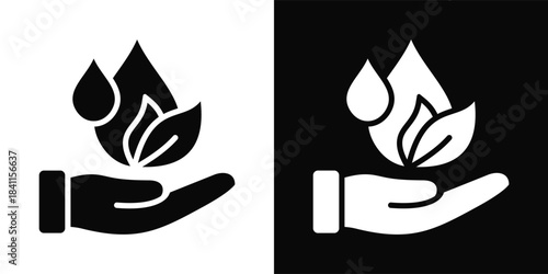 Water Conservation Icon White And Black Background Style