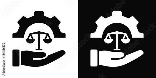 Fair Responsibility Icon White And Black Background Style