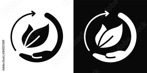 Eco Friendly Icon White And Black Background Style