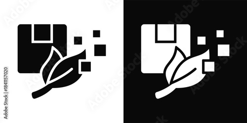 Biodegradable Icon White And Black Background Style