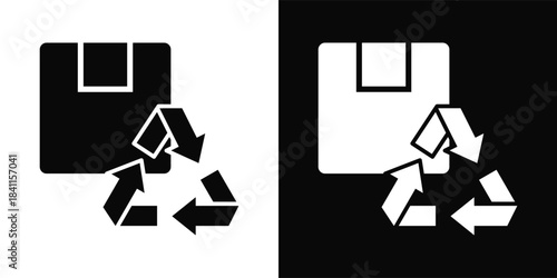 Recyclable Icon White And Black Background Style