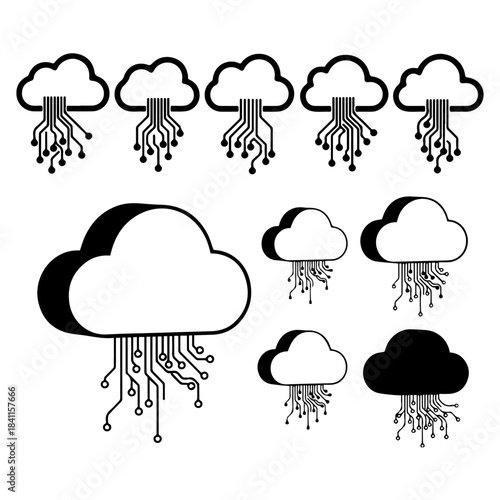 cloud computing icon digital technology and data storage concept for graphic design