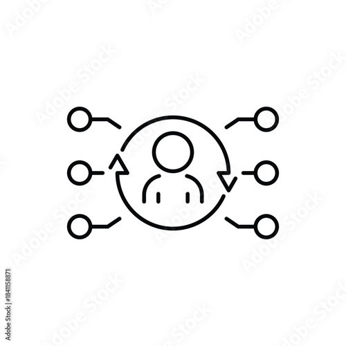 Interactive user. Vector linear icon isolated on white background.