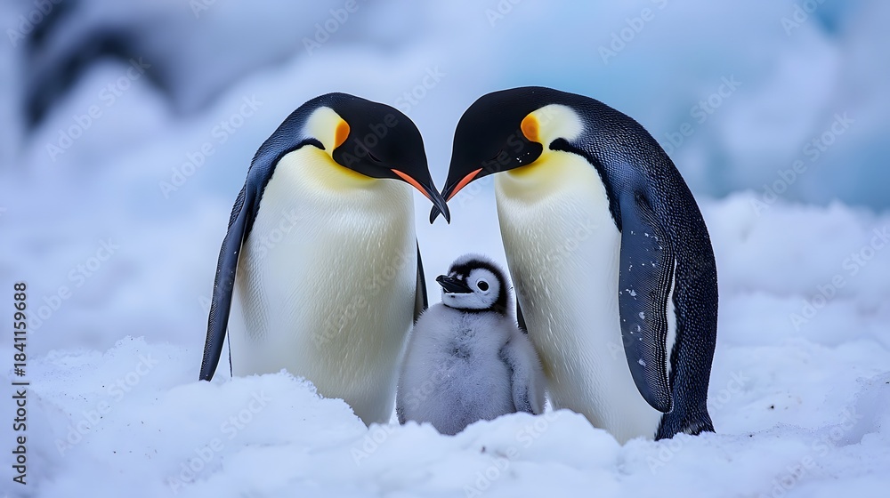 Obraz premium Perfect Image Of Penguin Love And Care High Resolution Picture