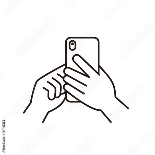 スマートフォンを操作する手のシンプルなベクターイラスト素材＿裏面