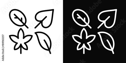 Leaf Icon White And Black Background Style