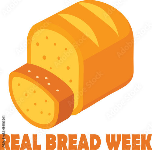 Isometric illustration of sliced loaf of bread