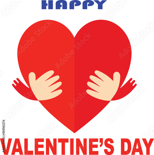 Happy valentines day heart hug illustration