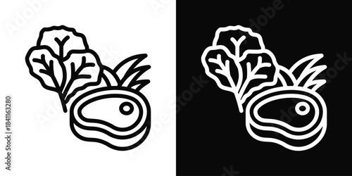 Omnivore Icon White And Black Background Style