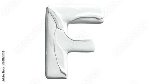A stark white, three-dimensional letter 