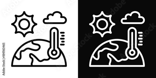 Climate Icon White And Black Background Style