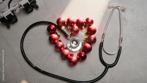 Cardiologist Doctor Wishes Merry Christmas With A Heart Stethoscope Background