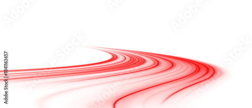 Curved neon lines twist and turn in elegant waves. Sparks fly along every path. Ideal for futuristic tech and sci-fi graphics. PNG