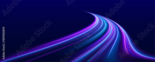 Abstract neon spirals spin against a dark background, glowing with electric intensity. Each curve emits vibrant light. Great for tech and sci-fi visuals.