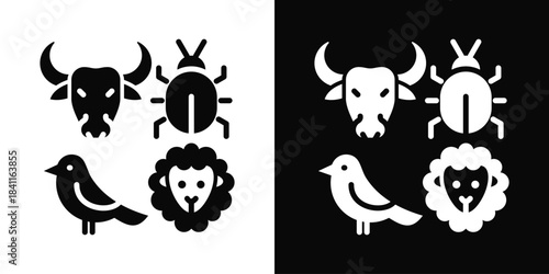 Animals Icon White And Black Background Style