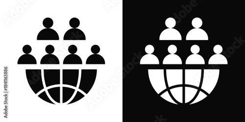 Population Icon White And Black Background Style