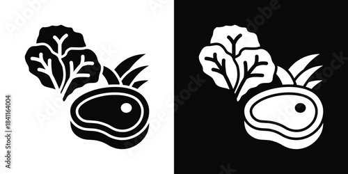 Omnivore Icon White And Black Background Style
