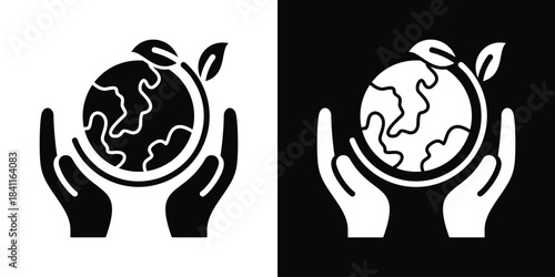 Biosphere Icon White And Black Background Style