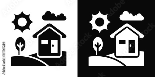 House Icon White And Black Background Style
