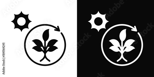 Photosynthesis Icon White And Black Background Style