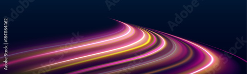 Abstract glowing ribbons twist like liquid light, forming flowing luminous patterns. Sparks shimmer vividly along every motion path. Perfect for sci-fi visuals.