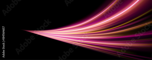 Abstract glowing ribbons flow like liquid light, twisting and turning dynamically. Motion radiates energy vividly. Great for sci-fi and fantasy visuals.