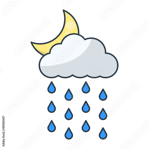 Moonlit Rain Cloud Illustration