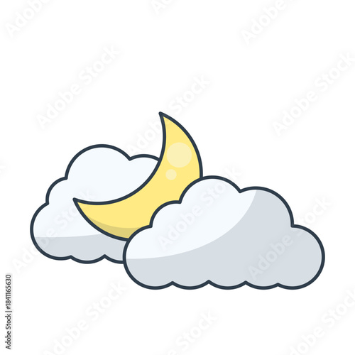 Crescent Moon Behind Cloud