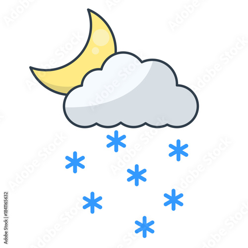 Snowing Cloud with Moon Illustration