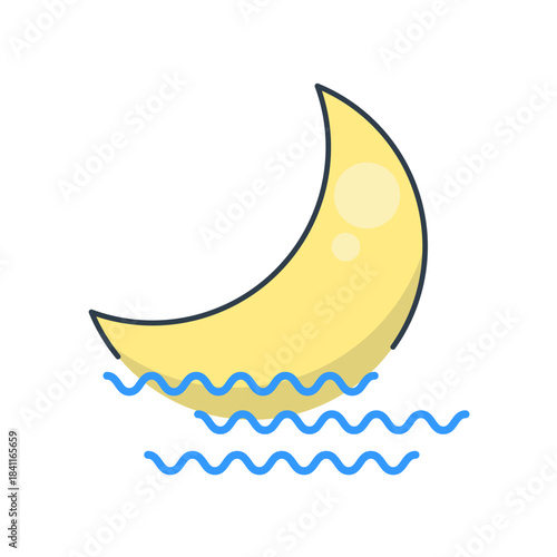 Moonlit Ocean Waves Cartoon