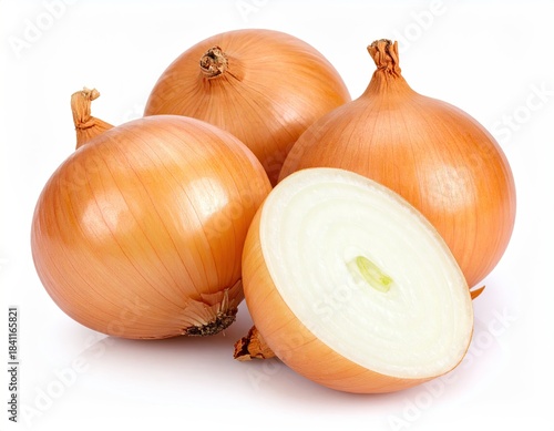 Wallpaper Mural Three onions, one sliced exposing white layers Torontodigital.ca