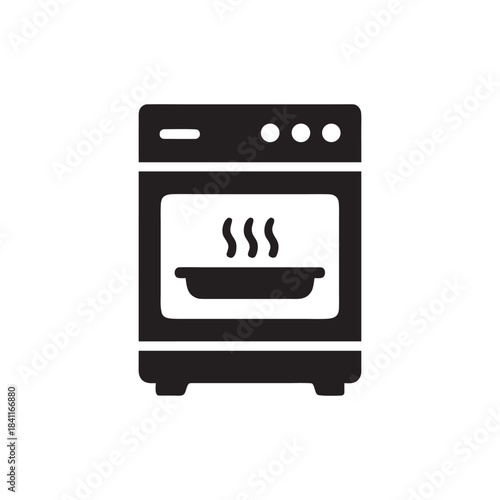 Smart oven icon black and white vector illustration for smart house kitchen and home automation