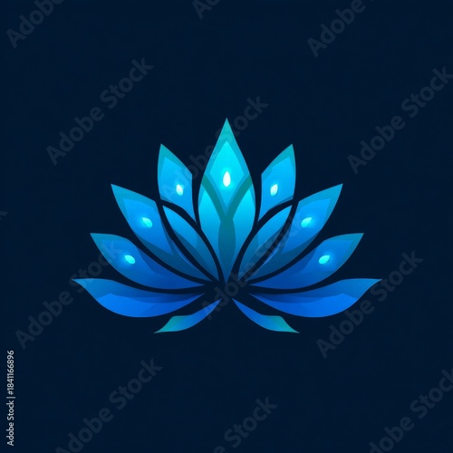minimalistic lotus flower illustration in blue