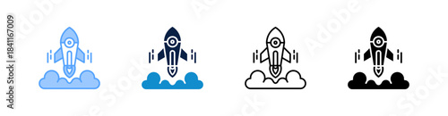Rocket Multiple Style Icon Set Collection 