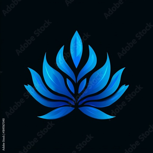 minimalistic lotus flower illustration in blue