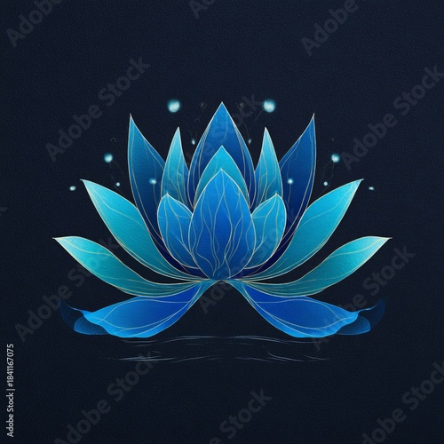 minimalistic lotus flower illustration in blue