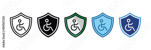Disability Insurance Icon Set Multiple Style Collection