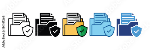 Insurance Folder Icon Set Multiple Style Collection