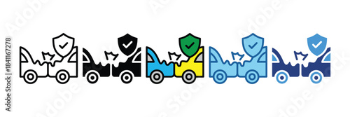 Car Accident Claim Icon Set Multiple Style Collection