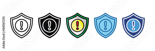 Risk Shield Icon Set Multiple Style Collection