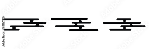 Cloud shape in traditional oriental style. Japanese, Korean, Thailand or Chinese ornament. Simple abstract windy form isolated on white background. Vector graphic illustration. 