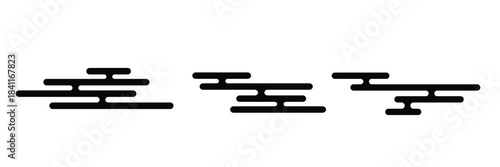 Cloud shape in traditional oriental style. Japanese, Korean, Thailand or Chinese ornament. Simple abstract windy form isolated on white background. Vector graphic illustration. 