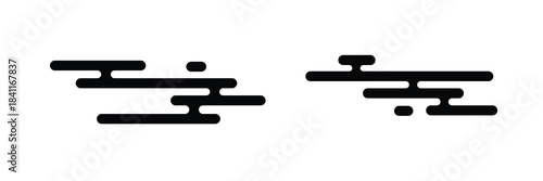 Cloud shape in traditional oriental style. Japanese, Korean, Thailand or Chinese ornament. Simple abstract windy form isolated on white background. Vector graphic illustration. 