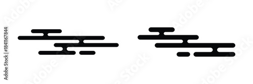 Cloud shape in traditional oriental style. Japanese, Korean, Thailand or Chinese ornament. Simple abstract windy form isolated on white background. Vector graphic illustration. 